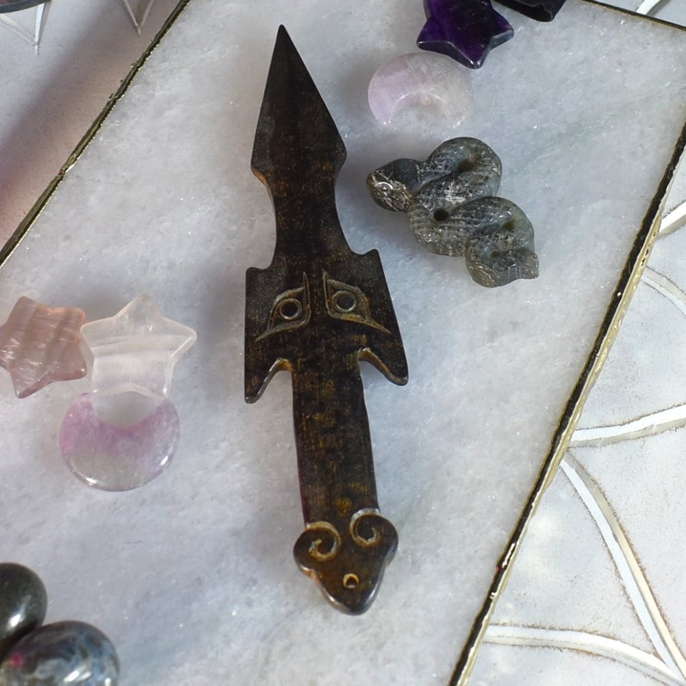 Tibet Natural Meteorite Black Iron Athame